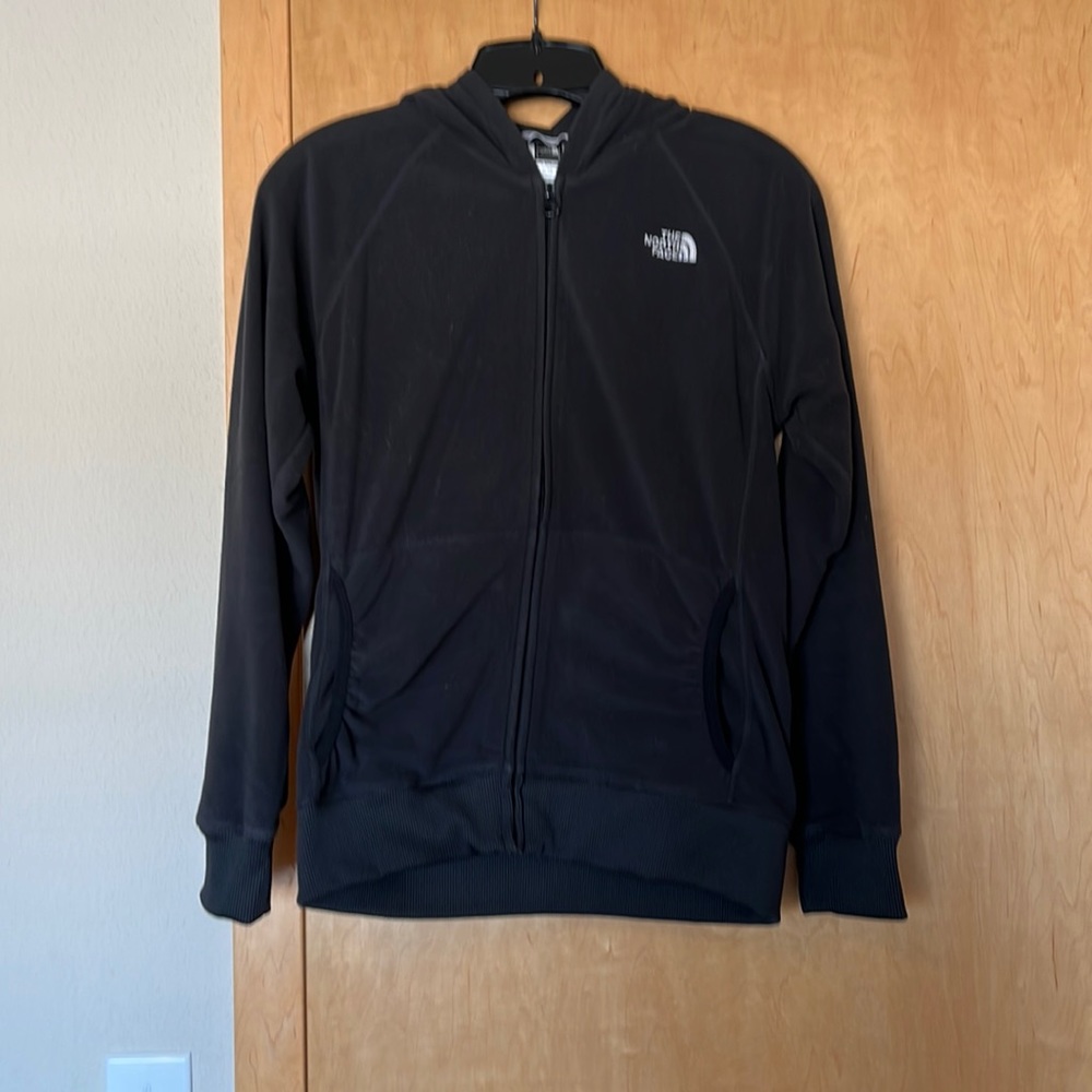 North Face Girl’s Black Hooded fleece zip-up Sweatshirt - XL